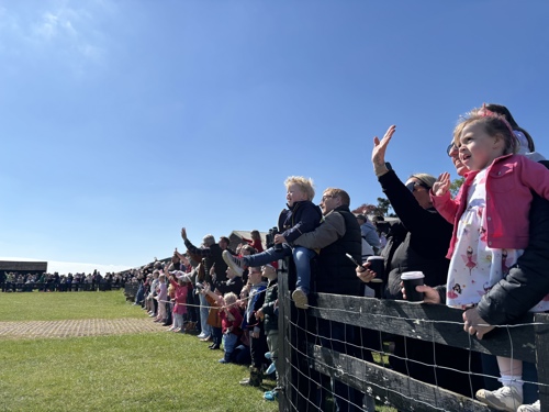 Waving To The Easter Bunny. Easter Bunny Flies In 2025. © The Shuttleworth Trust. Photo Hannah Hopkinson