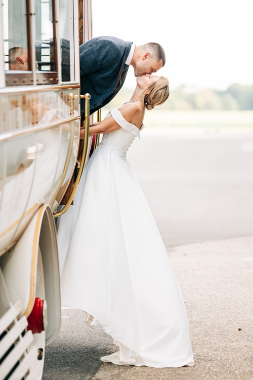 Couple On White Rose Bus, Shuttleworth House. © The Shuttleworth Trust. Photo Tom Bond Photography