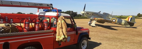 Fire Engine And Hurricane On Standby © The Shuttleworth Trust