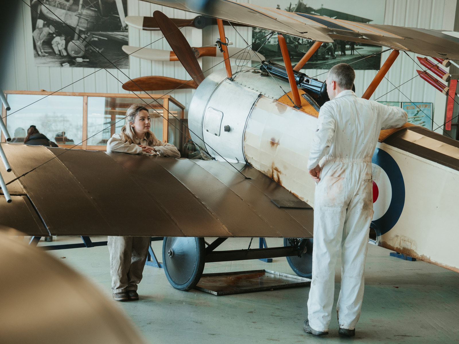 Volunteers With The Sopwith Pup. Engineering Open Workshop 2025. © The Shuttleworth Trust. Photo Oliver Lloyd.