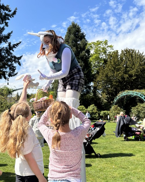 Children With The Easter Bunny's Helper. Easter Bunny Flies In 2025. © The Shuttleworth Trust. Photo Hannah Hopkinson